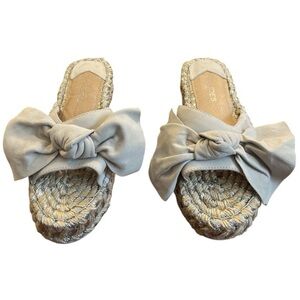 J/Slides NYC Women’s Silver Metallic Espadrilles Leather Slides Women’s Size 7